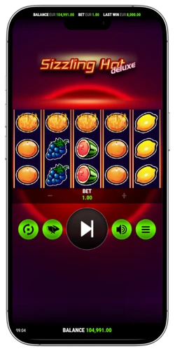 Sizzling Hot Deluxe demo Autoplay mode four orange symbols win