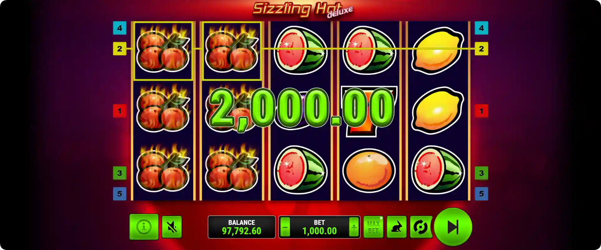 Sizzling Hot Deluxe real money win screen AUD payout result